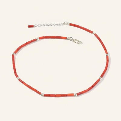 SilveAmo Choker z červeného přírodního korálu K014