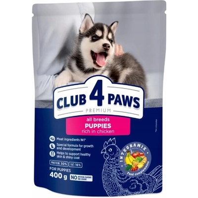 CLUB 4 PAWS Premium for puppies of All Breeds "Rich in chicken". 0,4 kg