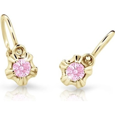 Danfil dětské náušnice C2158 ze žlutého zlata s kamínkem Pink zapínání brizura