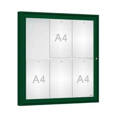 PROCITY Vonkajšia vitrína Classique, 6 x A4, plexi, zelena