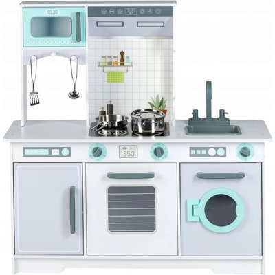 EcoToys Velká dřevěná kuchyňka s příslušenstvím šedá 7258