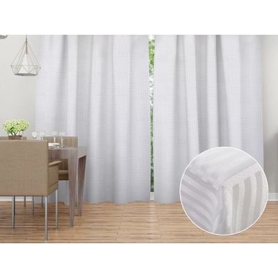 Biante Dekorační závěs Monako PM-124 Pruhovaná šachovnice bílá - šířka 270 cm 270x180 cm