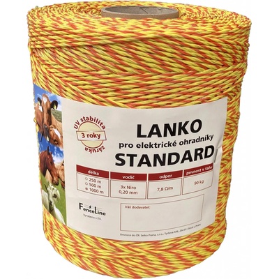 Lanko STANDARD pro el. ohradník, 3x0,20 mm Niro, 1000 m, žluto-oranž.