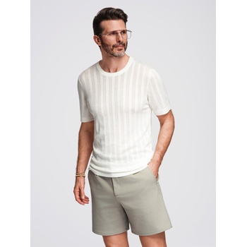 Ombre Clothing Мъжки суитшърт с кръгло деколте и къси ръкави - бял Ombre Clothing | Byal | МЪЖЕ | S