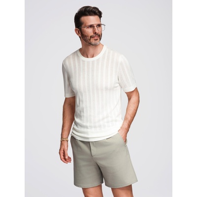 Ombre Clothing Мъжки суитшърт с кръгло деколте и къси ръкави - бял Ombre Clothing | Byal | МЪЖЕ | S