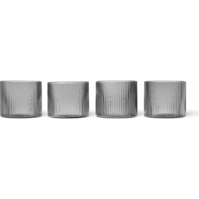 Ferm Living Skleničky Ripple Low Smoked Grey šedá barva sklo 4 x 200 ml