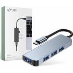 Tech-Protect USB Хъб Tech-Protect USB-C Hub 4in1 v1, 4 порта, 4x USB 3.0, сив (THP811GRY / 55147)