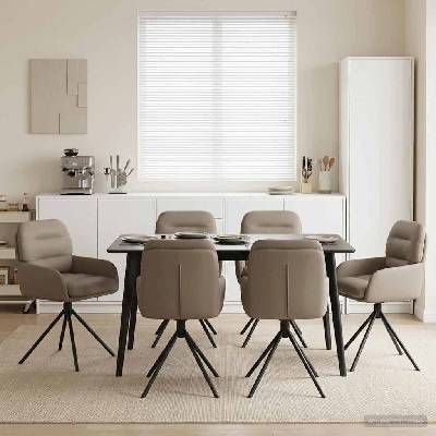 vidaXL Въртящи се трапезни столове 6 pcs Изкуствена Капучино (3428269)