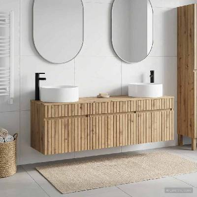 vidaXL Комплект шкафове за баня 3 бр. Дъб артизан 49 x 44, 5 x 65, 5 см (3405786)