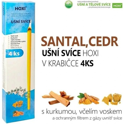 HOXI Ušní svíce SANTAL CEDR v krabičce 4 ks