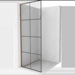 Mexen Kioto L душ панел Walk-in 70 x 200 см, черна решетка, четкана мед - 800-070-103-65-77 (800-070-103-65-77)