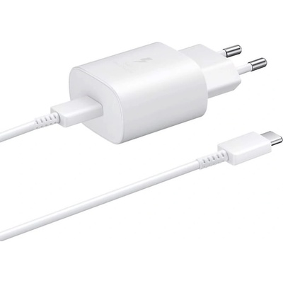 Samsung Комплект EP-TA800 захранване за ел. мрежа с USB-C изход и EP-DA705 USB-C кабел (бял) - Samsung Power Delivery 3.0 25W Wall Charger Set (bulk)