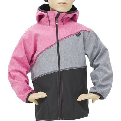 bunda softshell Fantom BUN 0701 trojbarevná černo šedý melír růžový melír 2020 – Zboží Dáma