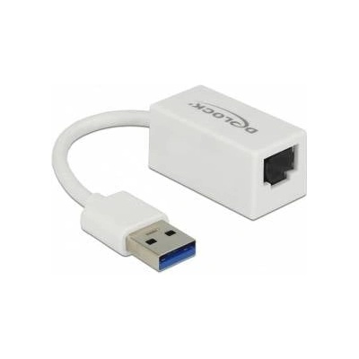 DeLock Adapter USB 3.2 Gen 1, USB-A plug > RJ-45 socket (white, 13cm, Gigabit LAN)