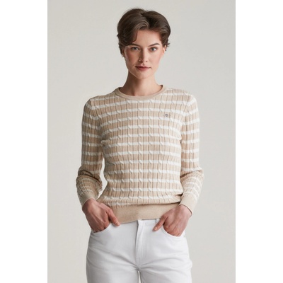GANT STRETCH COTTON CABLE STRIPE C-NECK SEED MELANGE