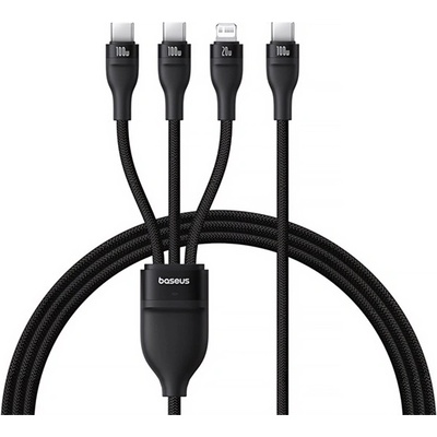 Baseus FLASH SERIES III кабел за данни 3в1 Type-C - 2 Type-C/lightning, 150 см, ЧЕРЕН P10377502111-00 (P10377502111-00)