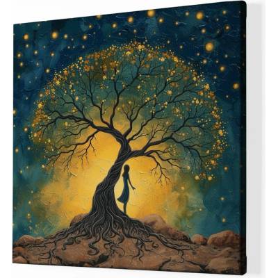 Obraz na plátně - Strom života a dívka Sunrael FeelHappy.cz Vyberte rozměr obrazu (šířka x výška): 40 x 40 cm