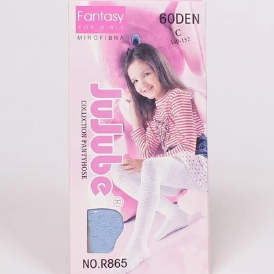 Детски чорапогащник в светлосиньо с цветя - 60 den