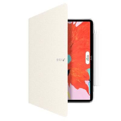 Кожен кейс с поставка и отделение за Apple Pencil 2 за iPad Pro 11 (2018) - SwitchEasy CoverBuddy Folio Case (бял) (GS-109-47-155-12)