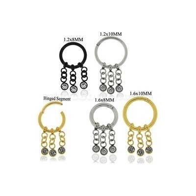 Piercingate kruh segment s kamínky PKR00086 stříbrná