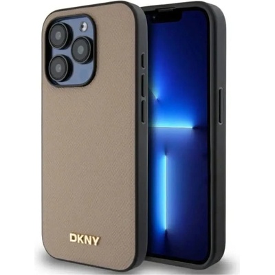DKNY Grained Metal Logo MagSafe Калъф за iPhone 15 Pro Max - бежов (3666339264208)