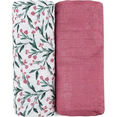 PETITE&MARS Prikrývka bambusová mušelínová 2ks Misty Pink Meadow