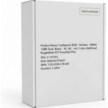 Cradlepoint R920 Wireless Router WWAN 1GbE Dual Band 3G 4G mit 5 Jahre NetCloud Ruggedized IoT Essentials Plan (TC05-0920-C7B-GM)