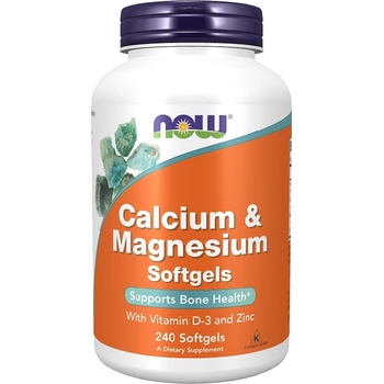 NOW NOW Calcium & Magnesium with Vit D and Zinc, 240 Softgels