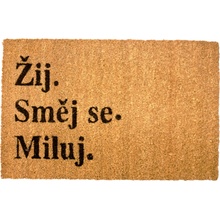 Home Elements Rohožka s textem Žij, směj se, miluj hnědé 40 x 60 cm