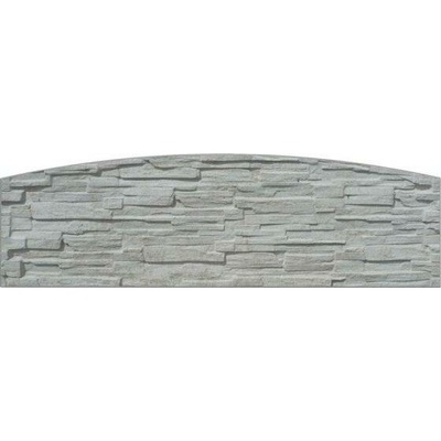 Betonová deska plotová rádius-oblouk, jednostranná – 200 x 50 cm, štípaný kámen - šedý
