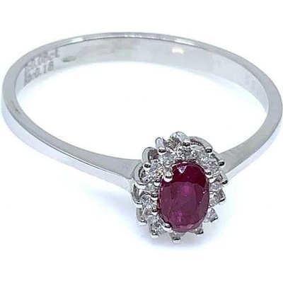 Diante Zlatý prsten s brilianty a rubínem 83000237