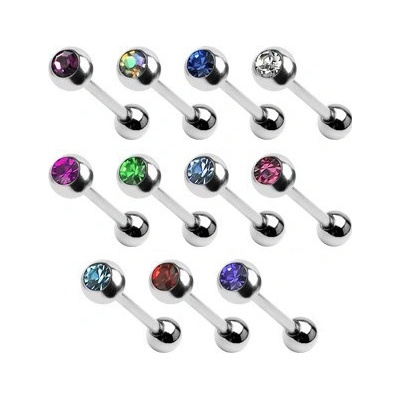 Šperky eshop labret z chirurgické oceli kulička s barevnými třpytkami SP12.22 modrá