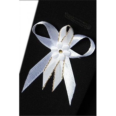 Svatební mašlička malá, laděná do bílo zlaté barvy – Sleviste.cz