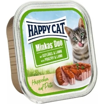 Happy Cat Minkas Duo Poultry & Lamb - хапки в желе върху пастет за котки, с домашни птици и агне, 100 гр, Германия - 70176