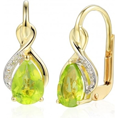 Gems, Zářivé náušnice Merida, kombinované zlato s brilianty a peridoty (olivíny), 585-38-3-4521.2ZB0.0.00.HSI.626.08