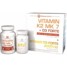 Pharma Activ Vitamín K2 MK 7 + D3 FORTE 1000 I.U. tabliet 125 ks + Vitamín D3 Forte 2000 I.U. tabliet 30 ks