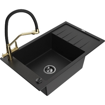 Mexen Elias гранитна мивка с едно отделение с отцеждачка и кухненски (6511-77-671701-57-B)