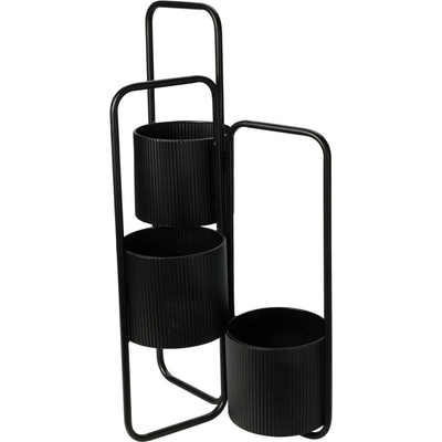 Home Styling Collection Kovový květináč FLOWER, 3patrový, 57 cm, černý