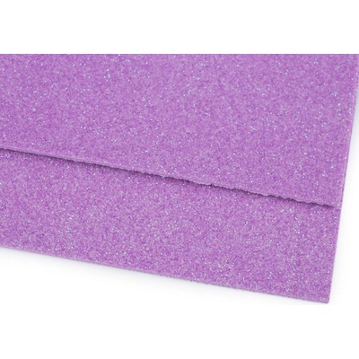 Pěnová guma Moosgummi s glitry 20x30 cm, střední, 18 fialová lila