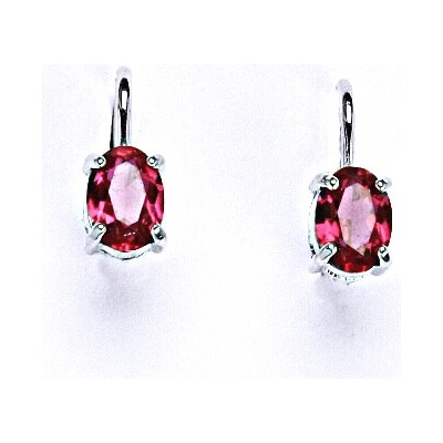 Čištín Stříbrné náušnice zirkon ruby 7x5 mm - NK 1246