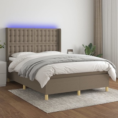 vidaXL 11461.3139193 Boxspring postel s matrací a LED taupe textil