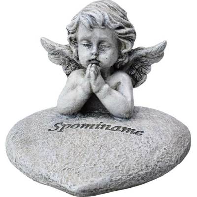 Anjel modliaci so srdcom "Spomíname", 10 cm