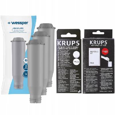 3x Wessper filtr pro kávovar Krups + odvápňovač F054 + tablety XS3000