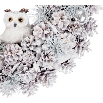 MagicHome Veniec prírodný krémový závesný so sovičkou 40 cm