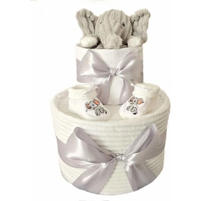 Brumlík dvoupatrový plenkový dort Šedobílý sloník – Hledejceny.cz