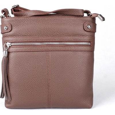 Vera Pelle malá tmavěkožená crossbody kabelka no. 60 hnědá