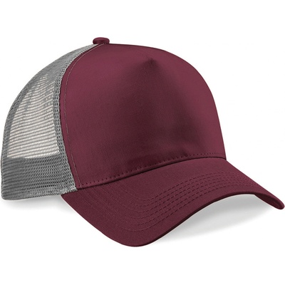 Beechfield Síťovaná Snapback Trucker červená vínová šedá světlá