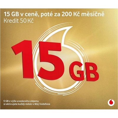 Vodafone Zlatá Karta 15GB + Kredit 50kč