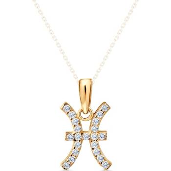 SAVICKI Висулка със зодиакален знак риби savicki: жълто злато, цирконий