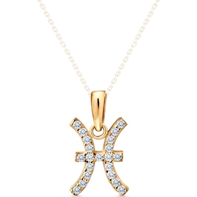 SAVICKI Висулка със зодиакален знак риби savicki: жълто злато, цирконий